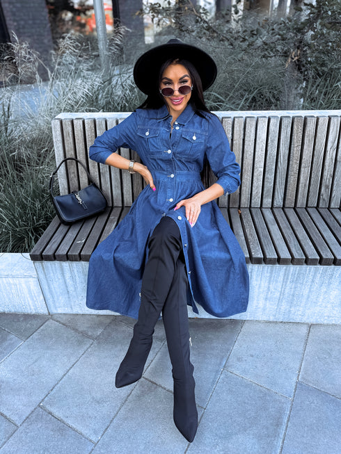 Džinsa kleita "Denim Idea" K3339 - TUMŠI ZILA